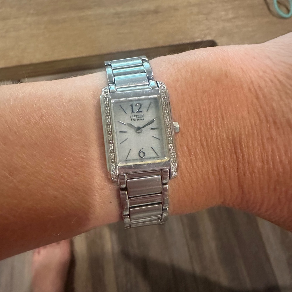 Citizen Eco-Drive Women's Rectangular Silver Watch